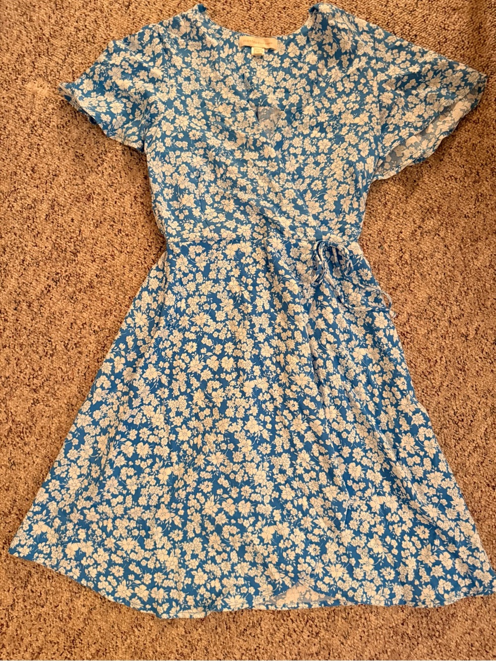Blue Floral Wrap Dress